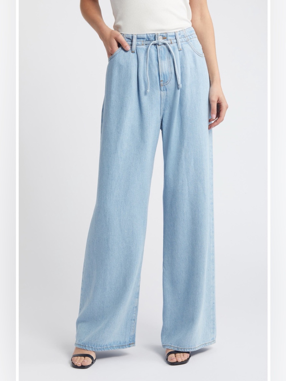FRAME Super Drape Drawstring High Rise Wide-Leg Jeans Size 26